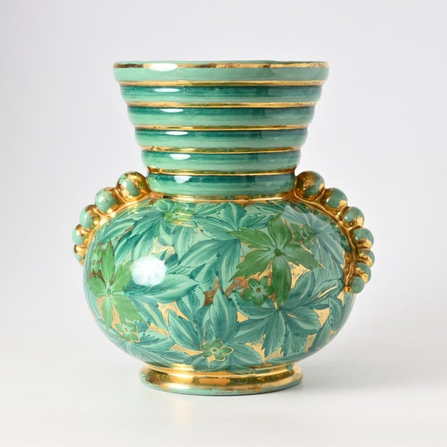 Italian Green and Gold Vase from Maioliche Deruta, 1960s For Sale - Image 12 of 12
