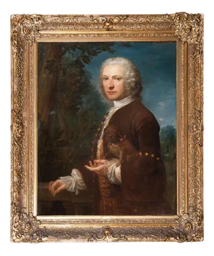 Joshua Reynolds, Portrait of a Gentleman with Dog, 1700s, Oil on Canvas