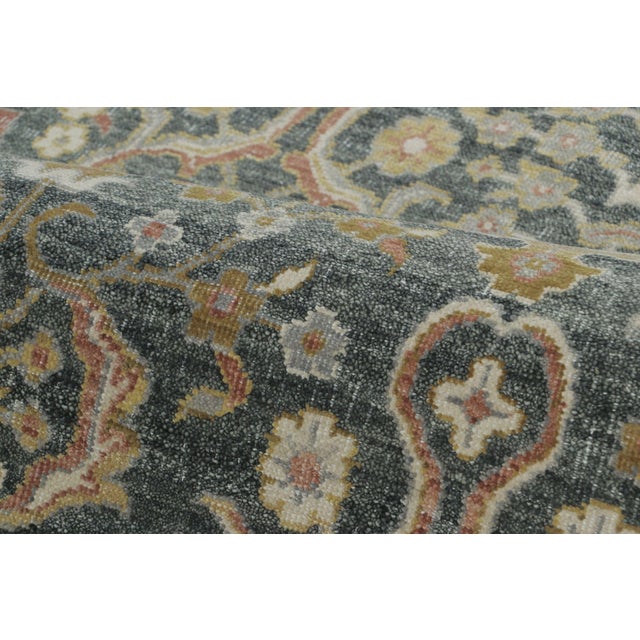 Rug & Kilim’s Persian-Inspired Rug, Victorian Floral Trellis on Charcoal-Blue Field For Sale In New York - Image 6 of 7