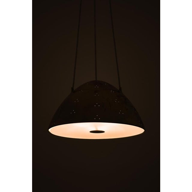 1950s Ceiling Lamp with Dome-Shaped Brass Shade and Glass Diffuser from Paavo Tynell, 1952 For Sale - Image 5 of 7