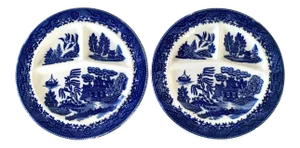 Vintage Blue Willow Moriyama Partitioned Plate - Set of 2