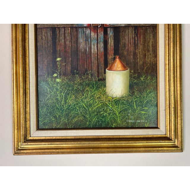 70's Charles Joh Duch " Jug - Barn Door " Oil Painting For Sale - Image 11 of 12