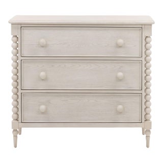 White Wash Ball Leg Transitional Three-Drawer Dresser For Sale