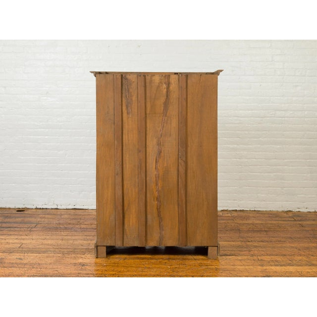 Indian Small Cabinet with Sunburst Design and Hand Painted Tiles with Rose Motif For Sale - Image 12 of 13