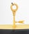 French Style Gilt Metal Bouillotte Lamp, with two candlestick form bulb fittings and black tole peinte shade. 27.5" H x...