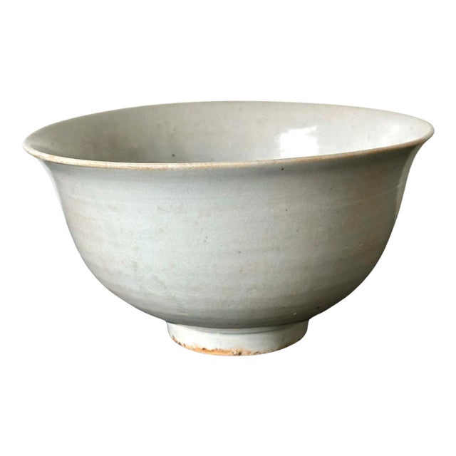 Antique Large Korean Ceramic White Bowl Joseon Dynasty For Sale