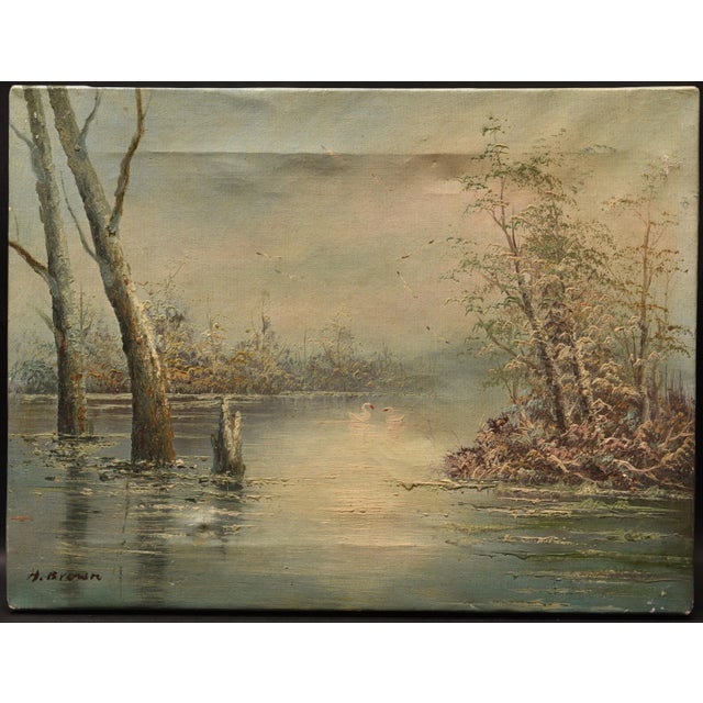 American 1970s Tranquil Waters, Oil on Canvas For Sale - Image 3 of 3