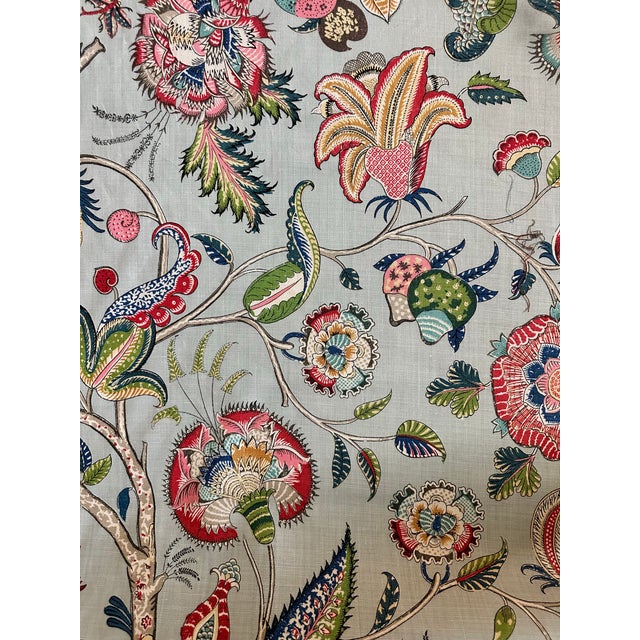 Brunschwig & Fils Aravali Aqua/Rose Fabric ARAVALI AQUA/ROSE Fabric Collection MAISONNETTE Width 52.01" Horizontal Repeat...