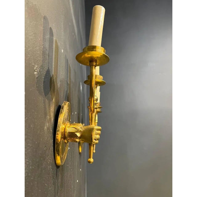 1930's Double Lights Hands Sconces - a Pair For Sale - Image 4 of 7