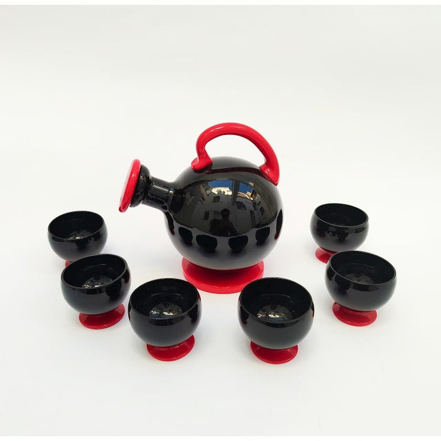 Murano Glass Rosolio Set attributed to Napoleone Martinuzzi, 1940s, Set of 10 For Sale - Image 4 of 9