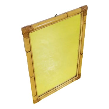 Rectangular Mirror with Natural Woven Bamboo Frame For Sale