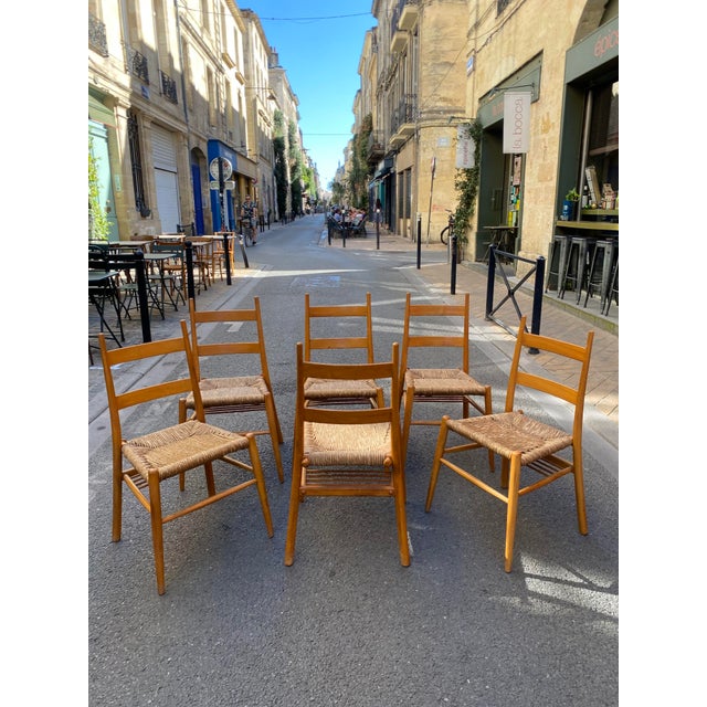 Vintage Turned Wood Chairs with Straw Seats by Yngve Ekström, 1950s, Set of 6 For Sale - Image 15 of 15