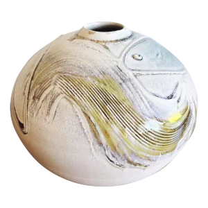 Vintage Signed Studio Pottery Fish Ceramic Vessel