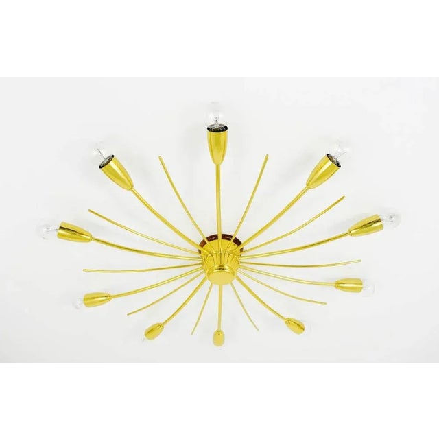 A beautiful brass chandelier or flush mount from the 1950s, executed by Kalmar Austria. In excellent condition,...