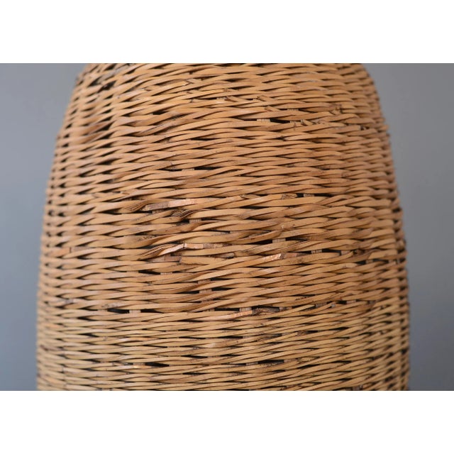Brown 1970s Vintage Modern Boho Wicker Rattan Table Lamp For Sale - Image 8 of 13