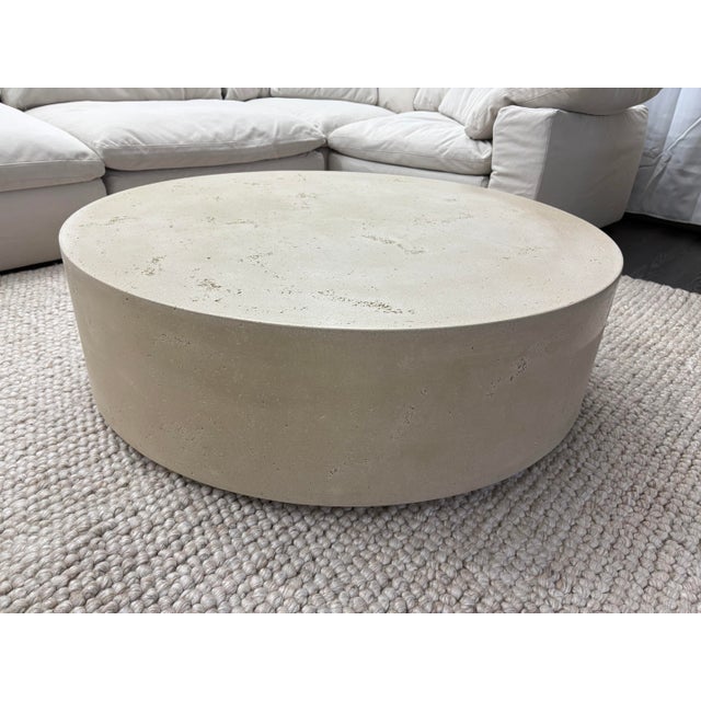 2020s Rh Ixtapa Round Coffee Table – 48” Limestone Finish (Indoor / Outdoor) For Sale - Image 5 of 16