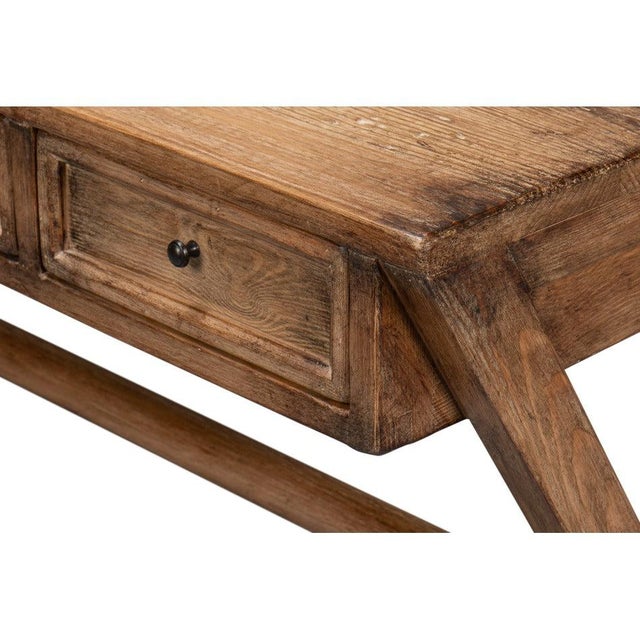 Campaign X-Frame Writing Desk in Natural Brown For Sale - Image 4 of 11