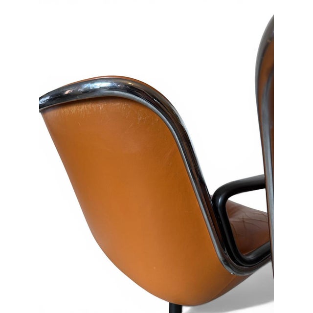 Vintage Camel Leather Executive Chairs by Charles Pollock for Knoll, 1970s, Set of 2 For Sale - Image 10 of 12