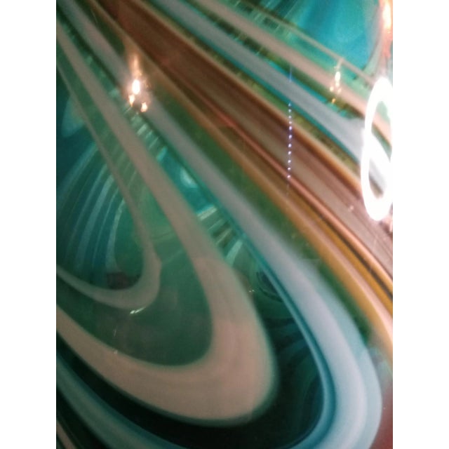 1980s Green Swirl Art Glass Decorative Vase For Sale In Dallas - Image 6 of 7