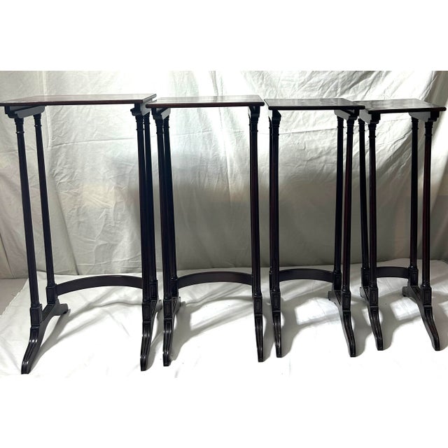 Set of 4 Antique Edwardian Quality Mahogany Nesting Tables For Sale In West Palm - Image 6 of 12