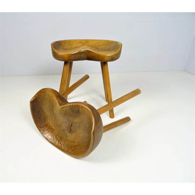 Set of Scandinavian Tan Stools, 1960s For Sale - Image 6 of 9