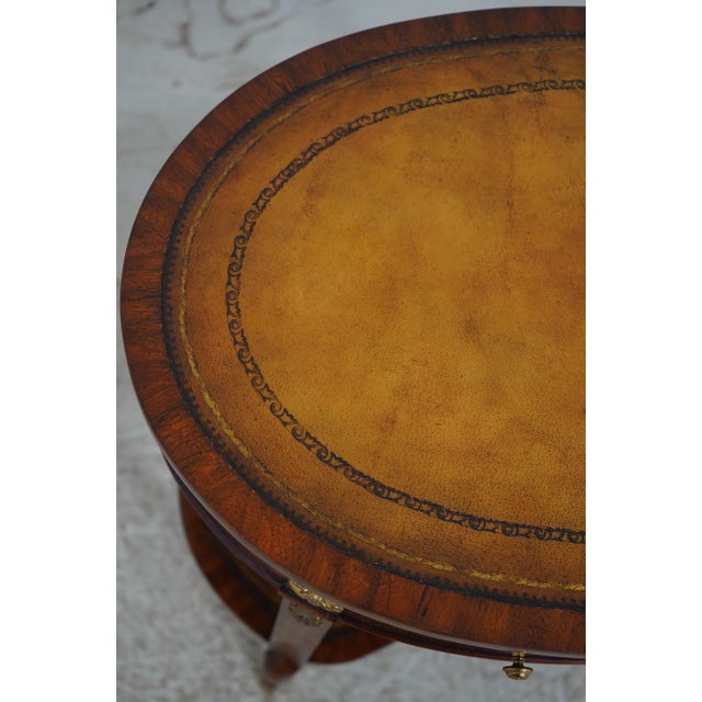Maitland Smith Mahogany Leather Top Occasional Table For Sale - Image 14 of 18