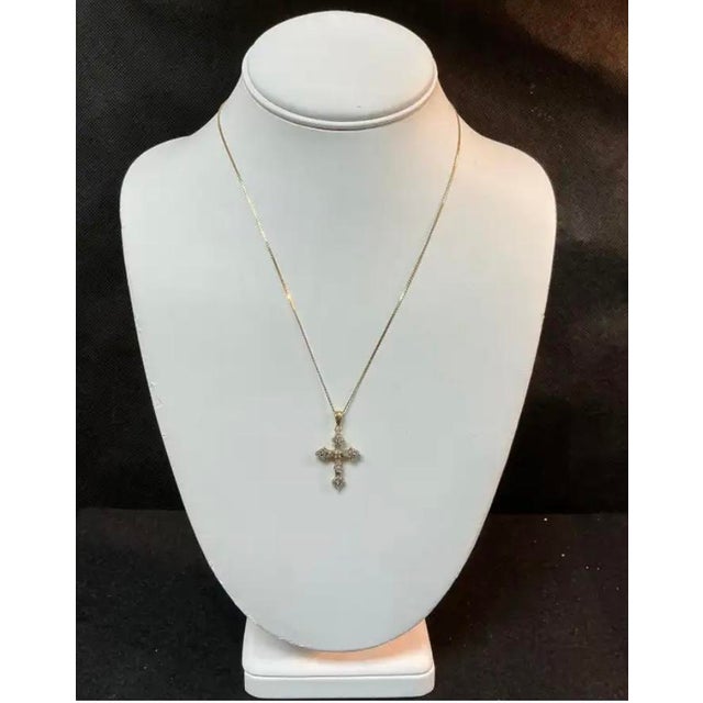 14k Gold Chain With 10k Gold and Diamond Cross Pendant For Sale - Image 4 of 8