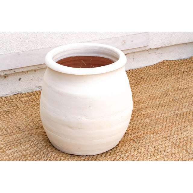 Rounded Paros White Mediterranean Terracotta Pot For Sale - Image 4 of 6