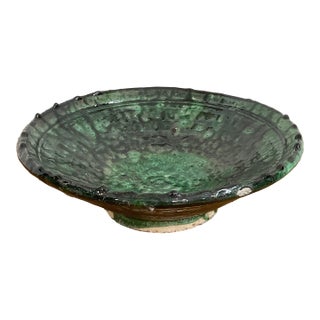 Medium Vintage Moroccan Tamegrout "Zlafa" Glazed Terra Cotta Bowl For Sale
