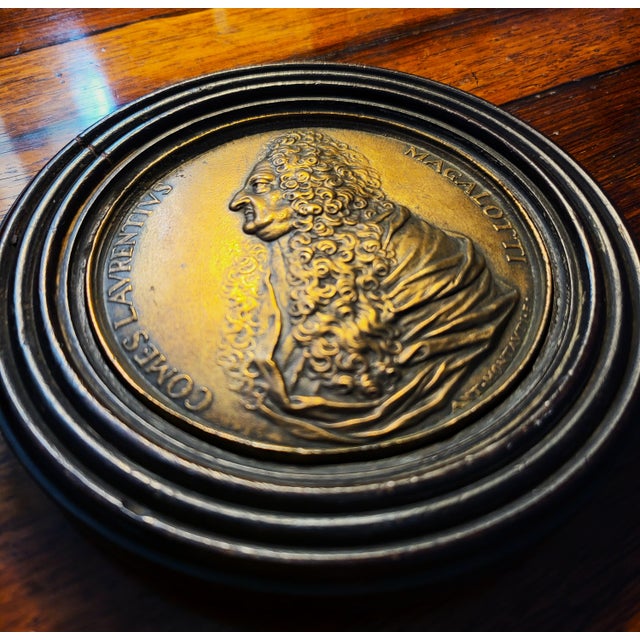 Grand Tour Ebonized Framed Bronze Relief Plaque of Count Lorenzo Magalotti, 19th Century For Sale - Image 16 of 16