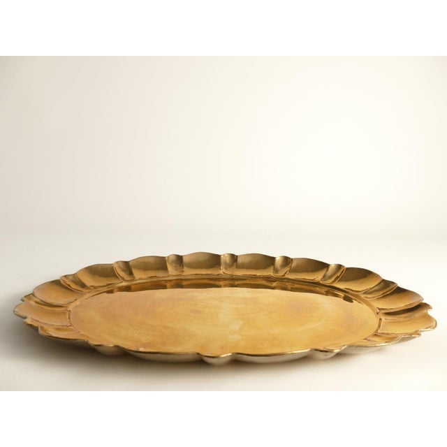 Hollywood Regency Oval Brass Tray by Firma Lars Holmström, 1940s For Sale - Image 9 of 13