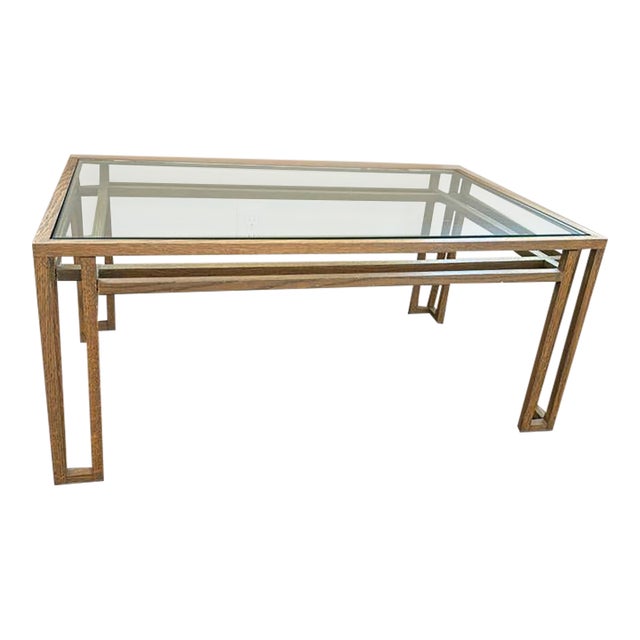 Billy Baldwin Glass and Wood Table For Sale