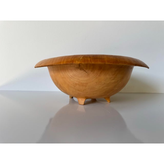 Box Elder Organic Hand-Turned Wood Footed Bowl With Natural Grain For Sale In Miami - Image 6 of 12