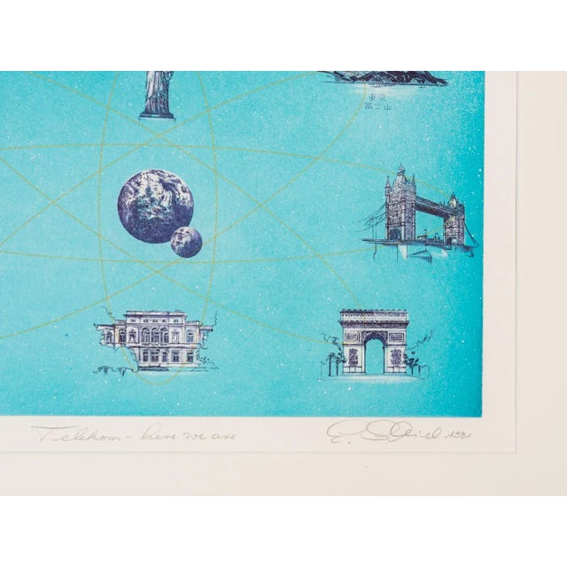 Black Erhard Schiel, Telekom - Here We Are, Color Etching Paper, Framed For Sale - Image 8 of 12