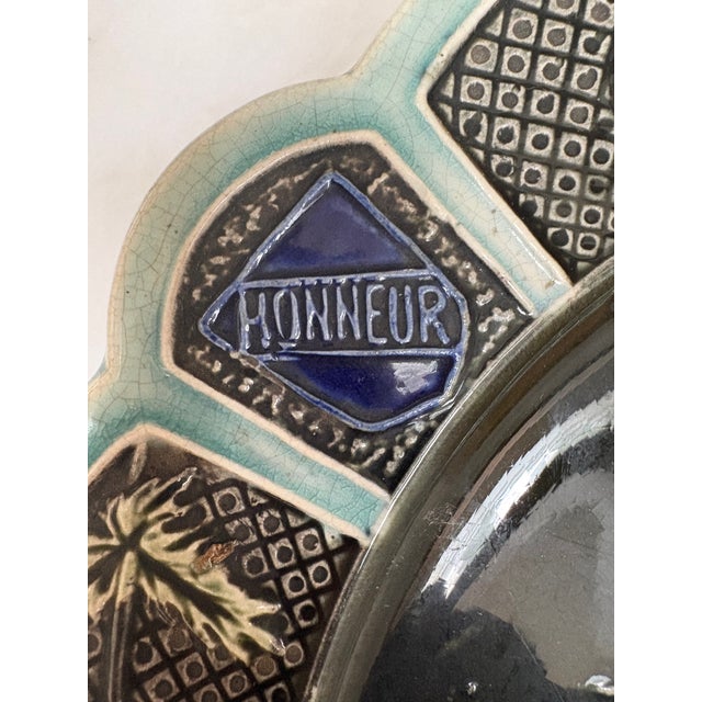 Late 19th Century Antique French Barbotine Majolica Jeanne d'Arc Charger, "Honneur Et Patrie," C. 1890–1920s For Sale - Image 5 of 7