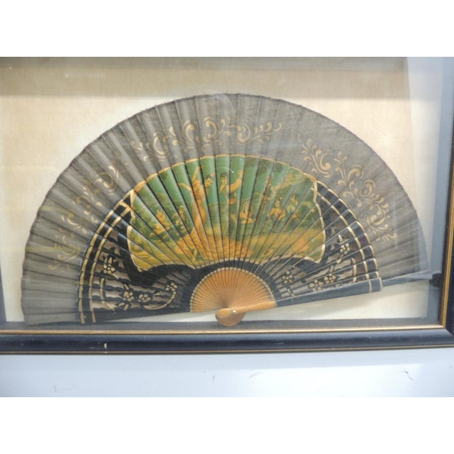 Spanish Vintage Framed Spanish Fan in Shadowbox Wood Frame For Sale - Image 3 of 4