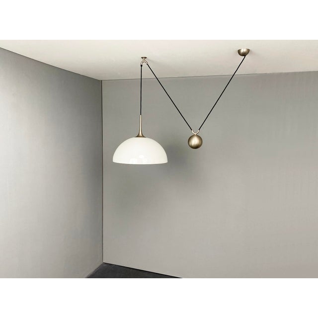 Pendant Lamp with White Opal Glass Shade by Florian Schulz, 1970s For Sale - Image 4 of 7