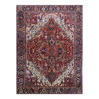 1940s Old Persian Heriz Area Rug 9’10” X 13’0″ For Sale