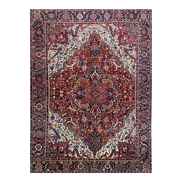 1940s Old Persian Heriz Area Rug 9’10” X 13’0″ For Sale