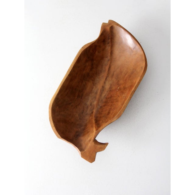 Vintage Hand Carved Wood Bowl For Sale - Image 9 of 12