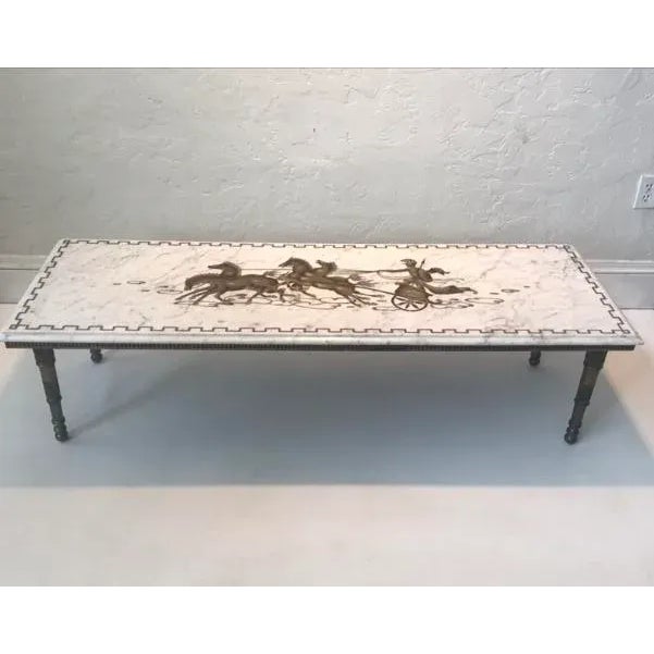 Italian Greek Key Chariot Marble Coffee Table For Sale - Image 9 of 11