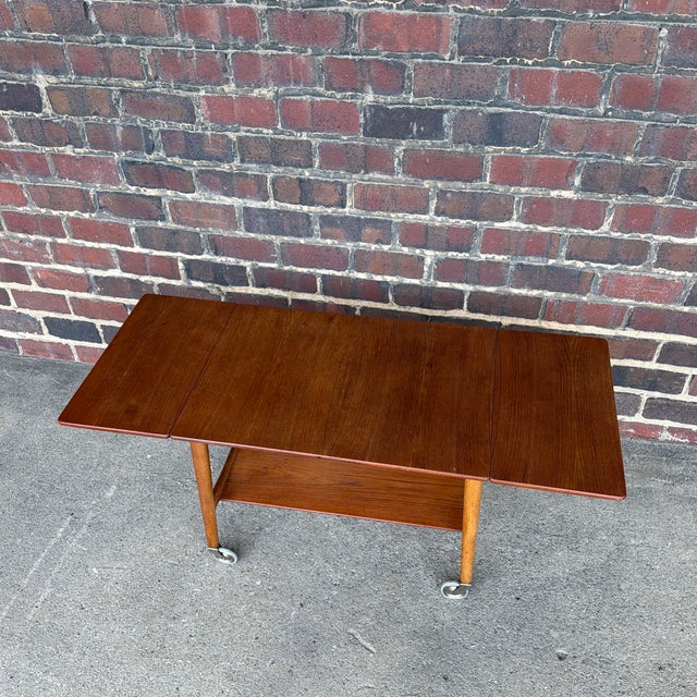Mid-Century Modern Hans J. Wegner for Andreas Tuck at-15 Danish Modern Teak Drop-Leaf Tea Trolley For Sale - Image 3 of 12