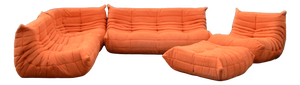 Togo Sofa in Orange Microfiber Set by Michel Ducaroy for Ligne Roset, Set of 5
