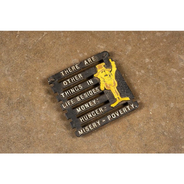 American 1960s Vintage Cast Iron Hillbilly Misery Trivet For Sale - Image 3 of 3