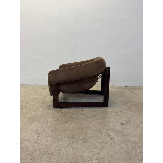 Brown Percival Lafer Pair of Mp-79 Brown Suede Leather Lounge Chairs With Ottoman For Sale - Image 8 of 11