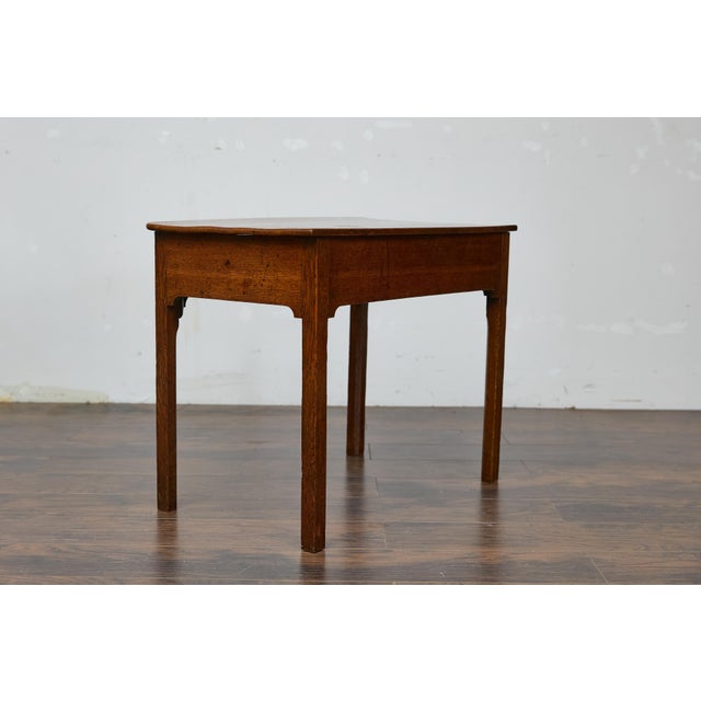 English 19th-Century English Georgian Oak Side Table with Chippendale Brass Hardware For Sale - Image 3 of 12