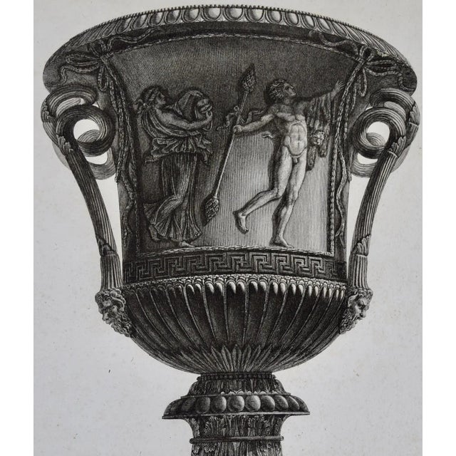 This large 18th century etching by Giovanni Battista Piranesi is entitled "Vaso antico di Marmo adornato di eccellenti...