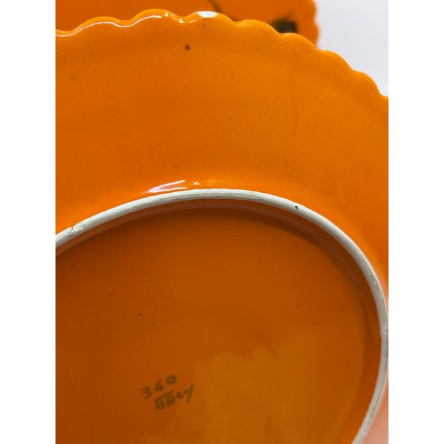 Mid 20th Century Mid Century Retro Orange Floral Plates Made in Italy - Set of 7 For Sale - Image 5 of 11