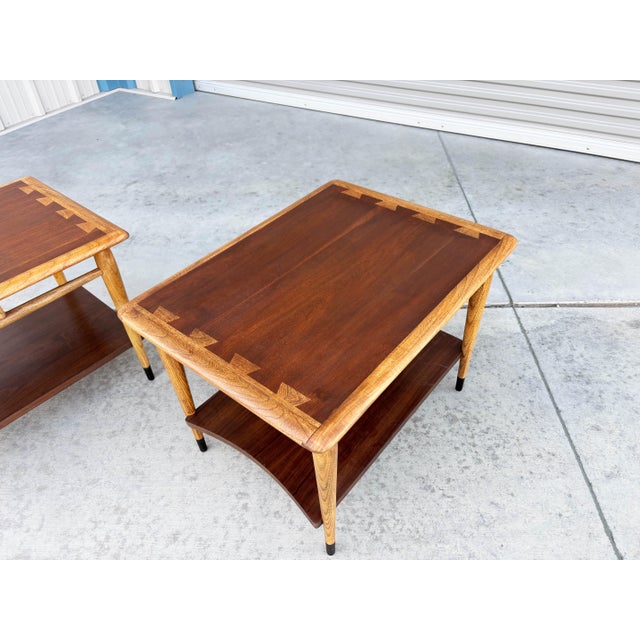 Wood Pair of Mid-Century Walnut and Oak Side Tables by Lane, 1960s For Sale - Image 7 of 9