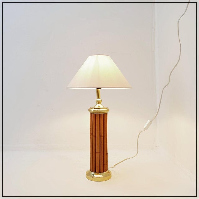 Vintage Bamboo and Brass Table Lamp, 1980s For Sale - Image 10 of 10